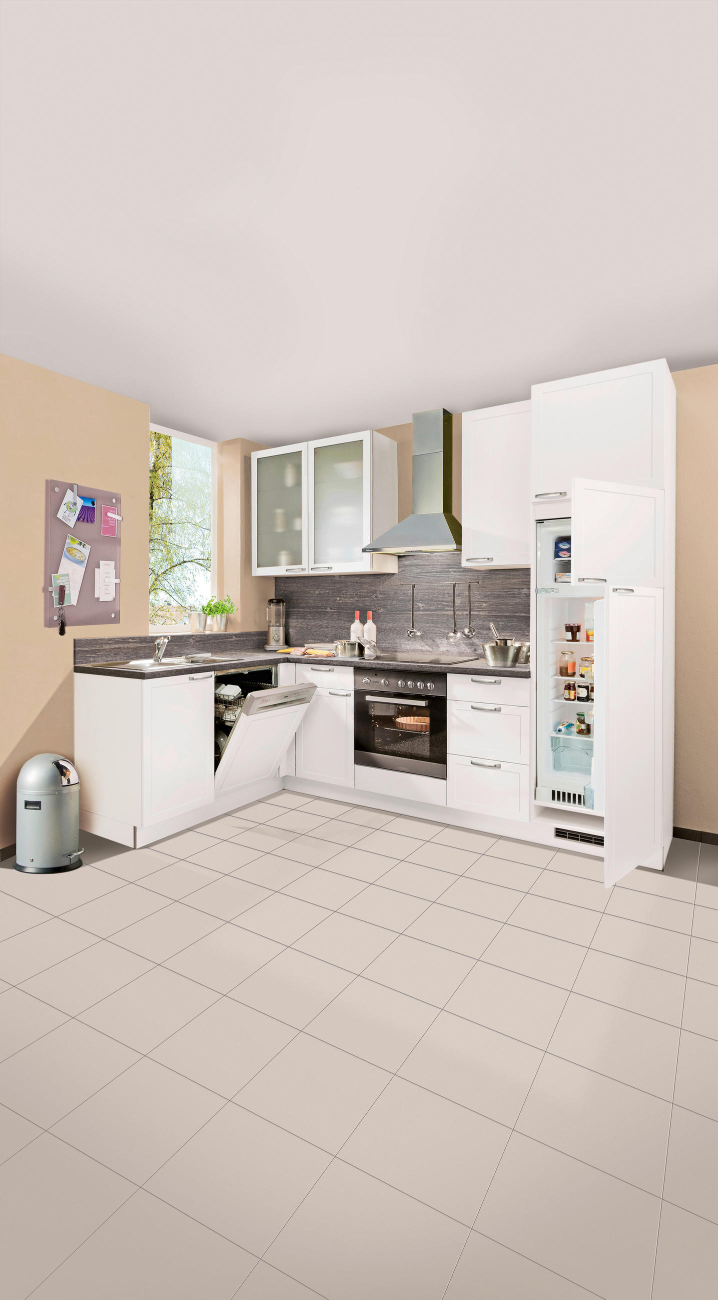 ECKKÜCHE 175/275 cm  in Weiß, Eichefarben  - Eichefarben/Weiß, LIFESTYLE, Holzwerkstoff (175/275cm) - Welnova