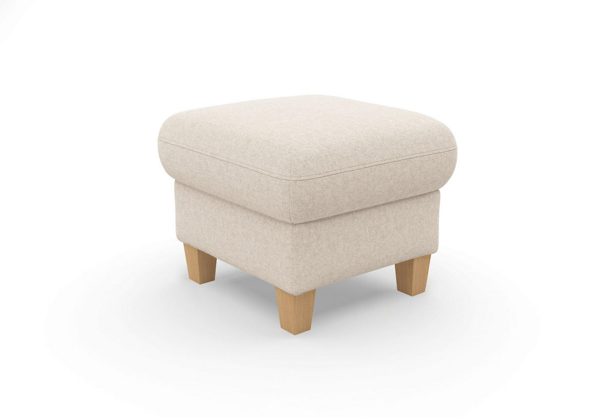 HOCKER Flachgewebe Creme  - Eichefarben/Creme, KONVENTIONELL, Holz/Textil (58/48/58cm) - Sit & More