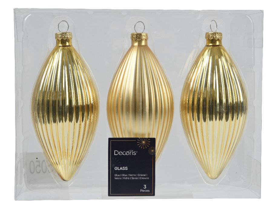 ORNAMENTE BRAD DE CRĂCIUN - auriu, Basics, sticlă (6,00/6,00/13,00cm) - X-Mas