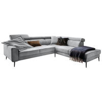 ECKSOFA  in Velours Grau  262/236 cm  - Schwarz/Grau, Design, Textil/Metall (262/236cm) - Hom`in