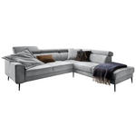 ECKSOFA  in Velours Grau  262/236 cm  - Schwarz/Grau, Design, Textil/Metall (262/236cm) - Hom`in