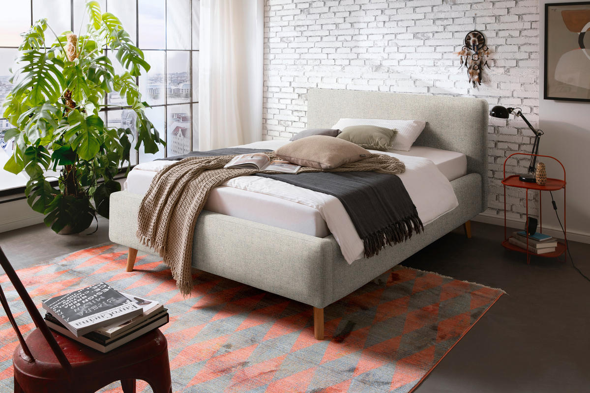 POLSTERBETT Lattenrost, Bettkasten 140/200 cm  in Beige  - Eichefarben/Birkefarben, Design, Holz/Textil (140/200cm) - Xora
