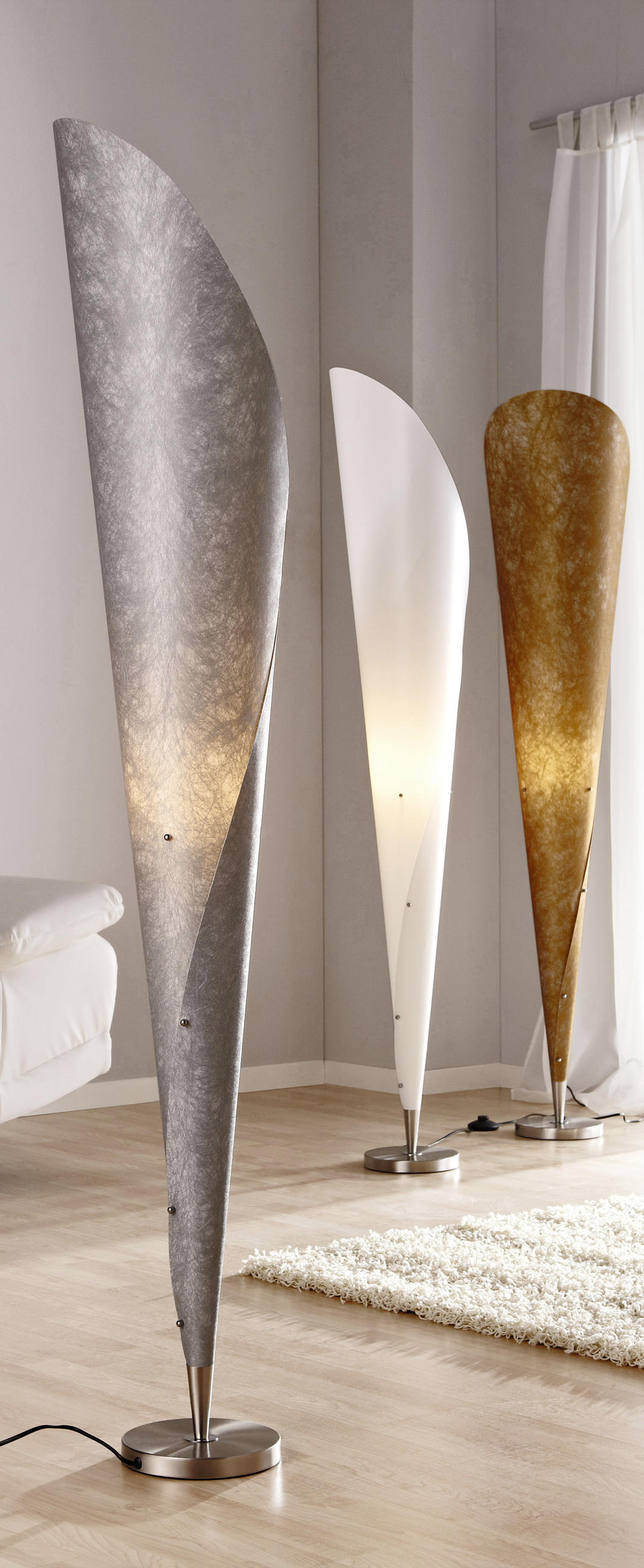 STEHLEUCHTE 30/162 cm    - Chromfarben/Weiß, KONVENTIONELL, Kunststoff/Metall (30/162cm) - Näve