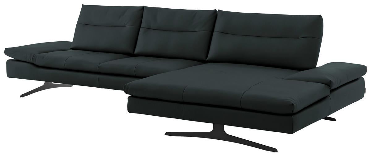 ECKSOFA in Echtleder Waldgrün  - Waldgrün/Schwarz, Modern, Leder/Metall (342/158cm) - Chilliano