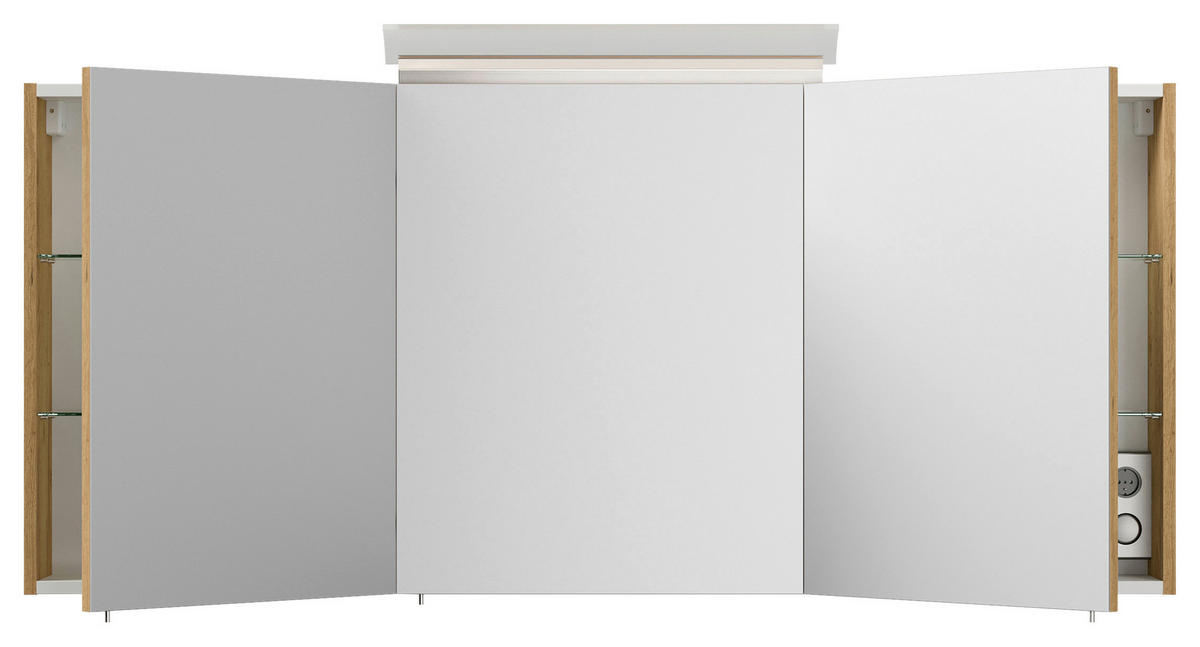 SPIEGELSCHRANK 140/62/17 cm  - Eichefarben, MODERN, Glas/Holzwerkstoff (140/62/17cm) - MID.YOU