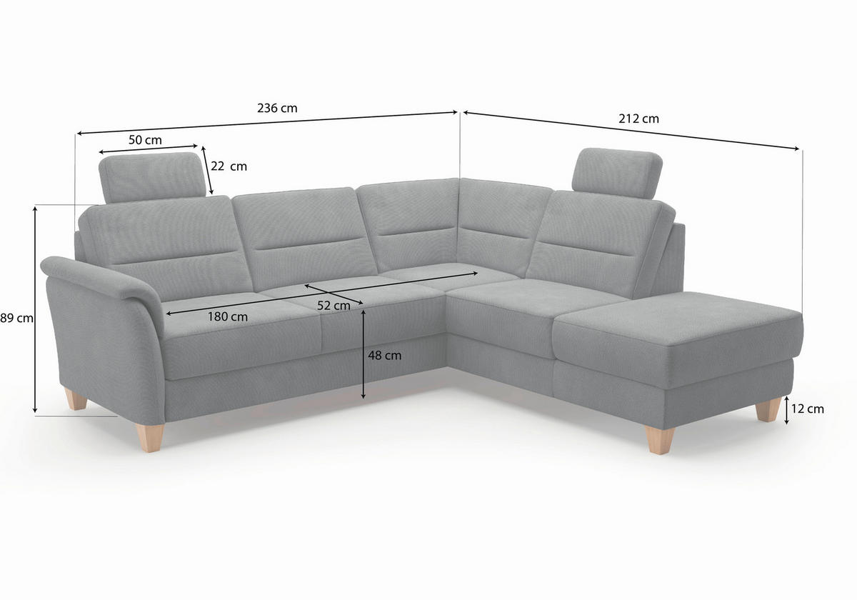 ECKSOFA in Flachgewebe Schwarz  - Eichefarben/Schwarz, Konventionell, Holz/Textil (236/212cm) - Sit & More
