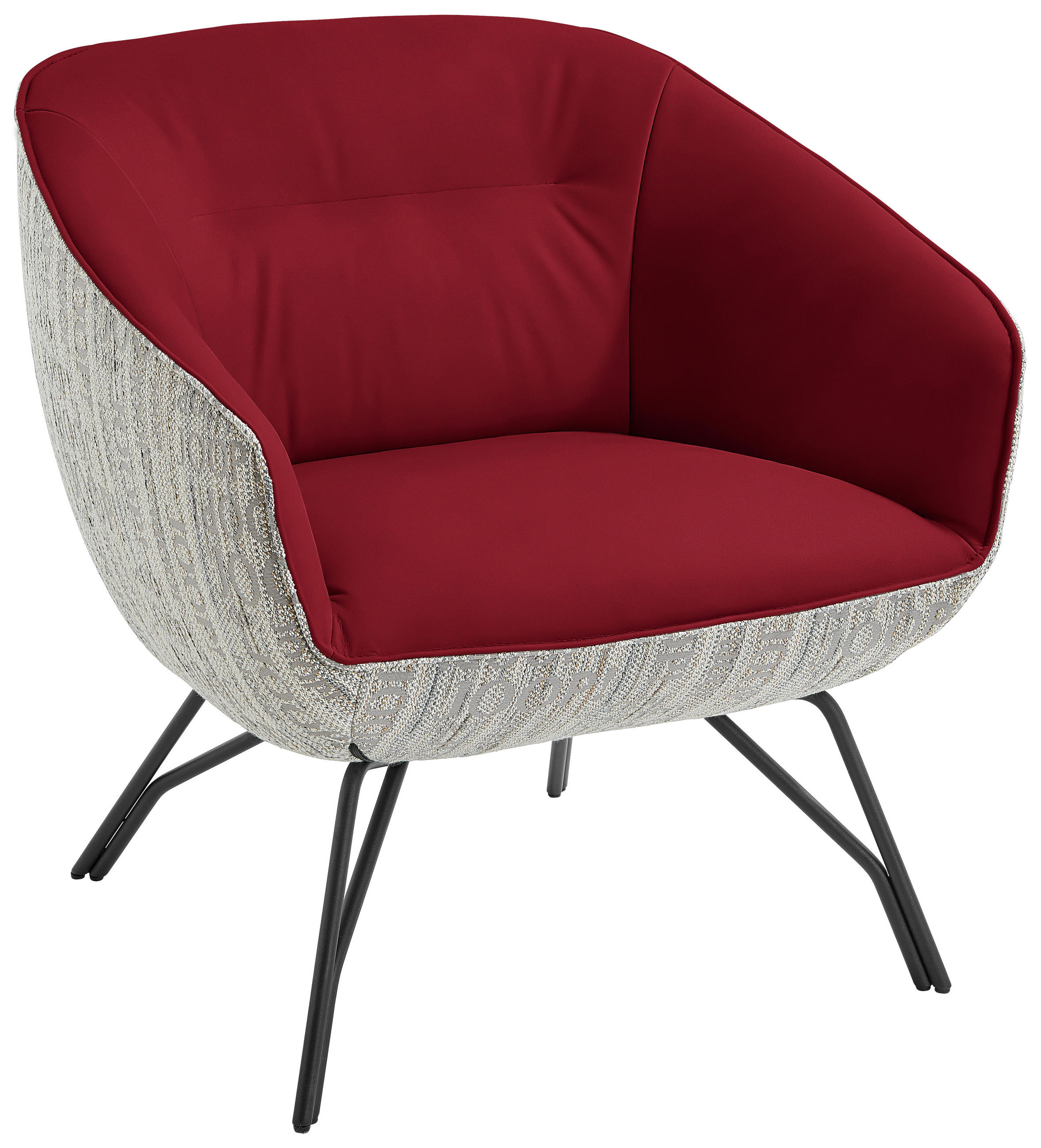 COCKTAILSESSEL - Anthrazit/Rot, Design, Leder/Textil (76/80/73cm) - Joop!