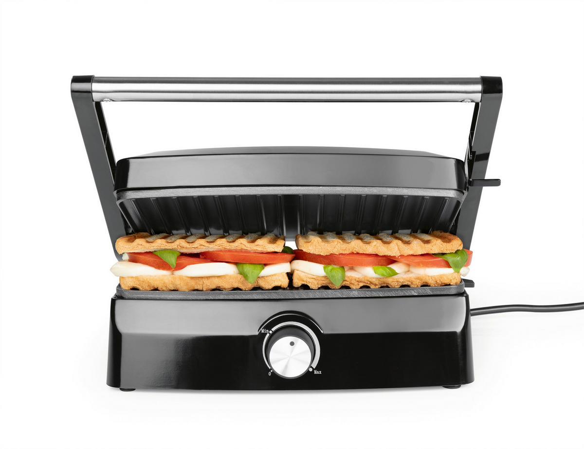 KONTAKTGRILL  - Edelstahlfarben/Schwarz, MODERN, Kunststoff/Metall (26,8/22,9/13cm)