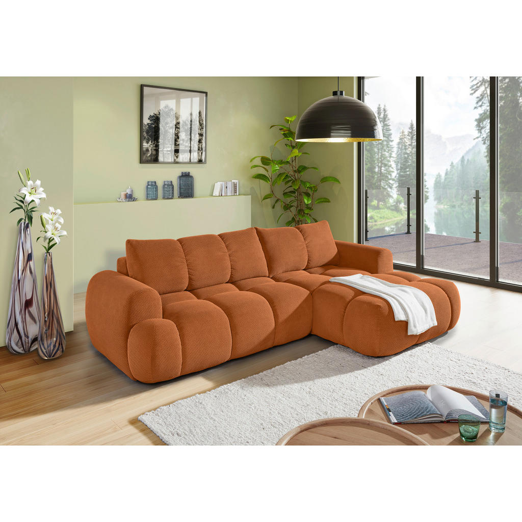 Thumbnail - Carryhome Ecksofa, Rost, Textil, 2-3-Sitzer, Füllung: Polyetherschaumkern, Ottomane rechts, L-Form, 274x174 cm, Liegefun...