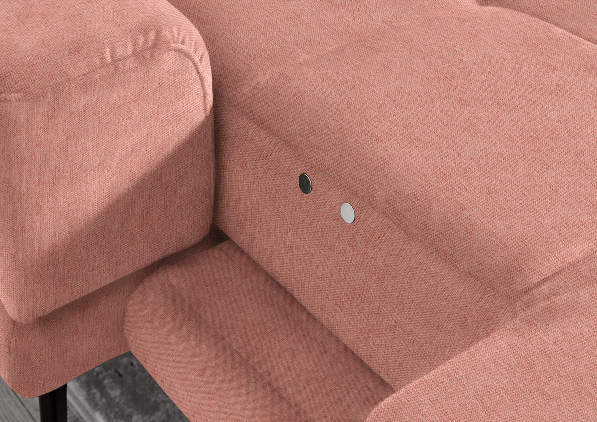 ECKSOFA in Flachgewebe Altrosa  - Schwarz/Altrosa, Design, Textil/Metall (190/309cm) - Beldomo Style