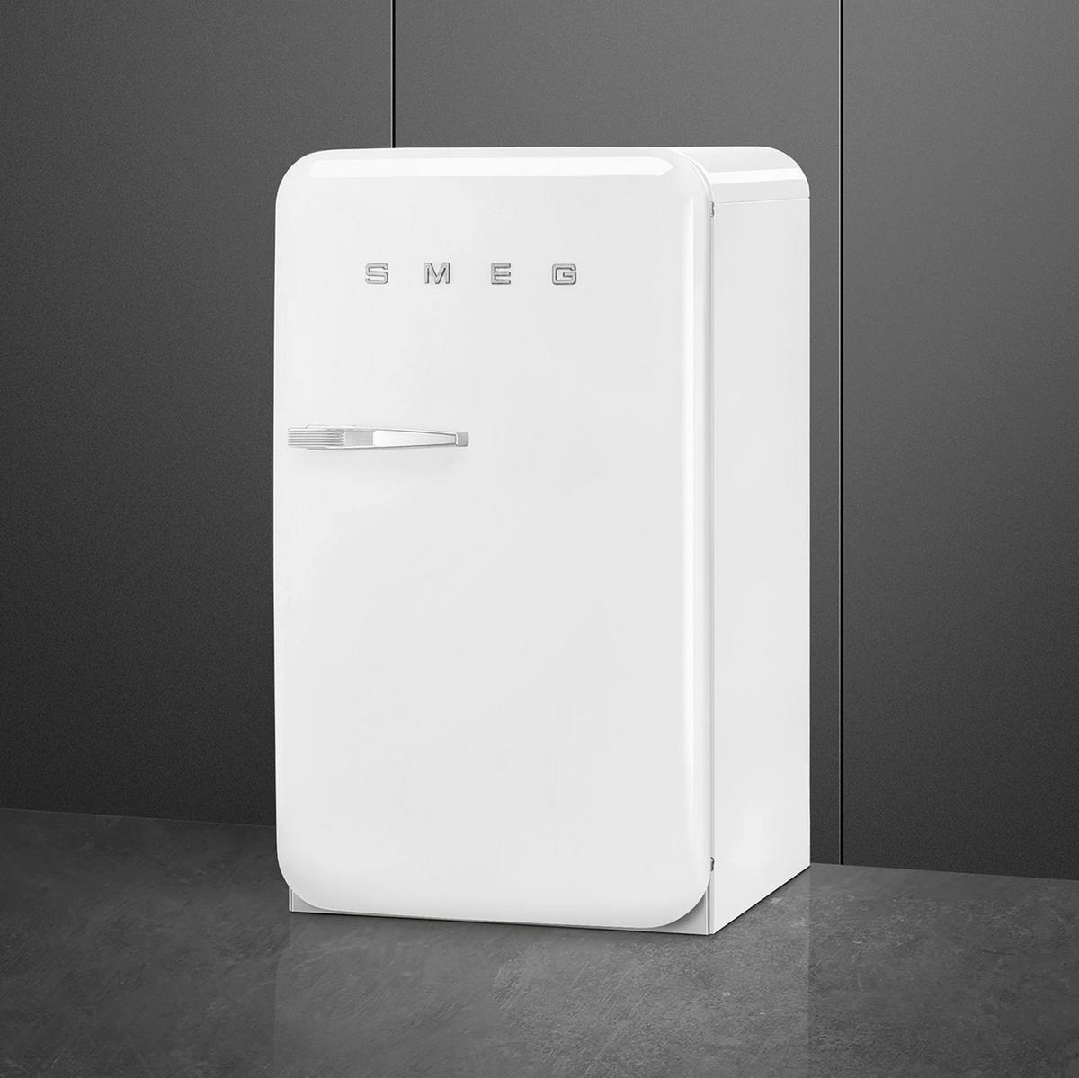 KÜHLSCHRANK 54,5/97/70,1 cm  - Weiss Hochglanz/Silberfarben, Basics, Glas/Metall (54,5/97/70,1cm) - SMEG