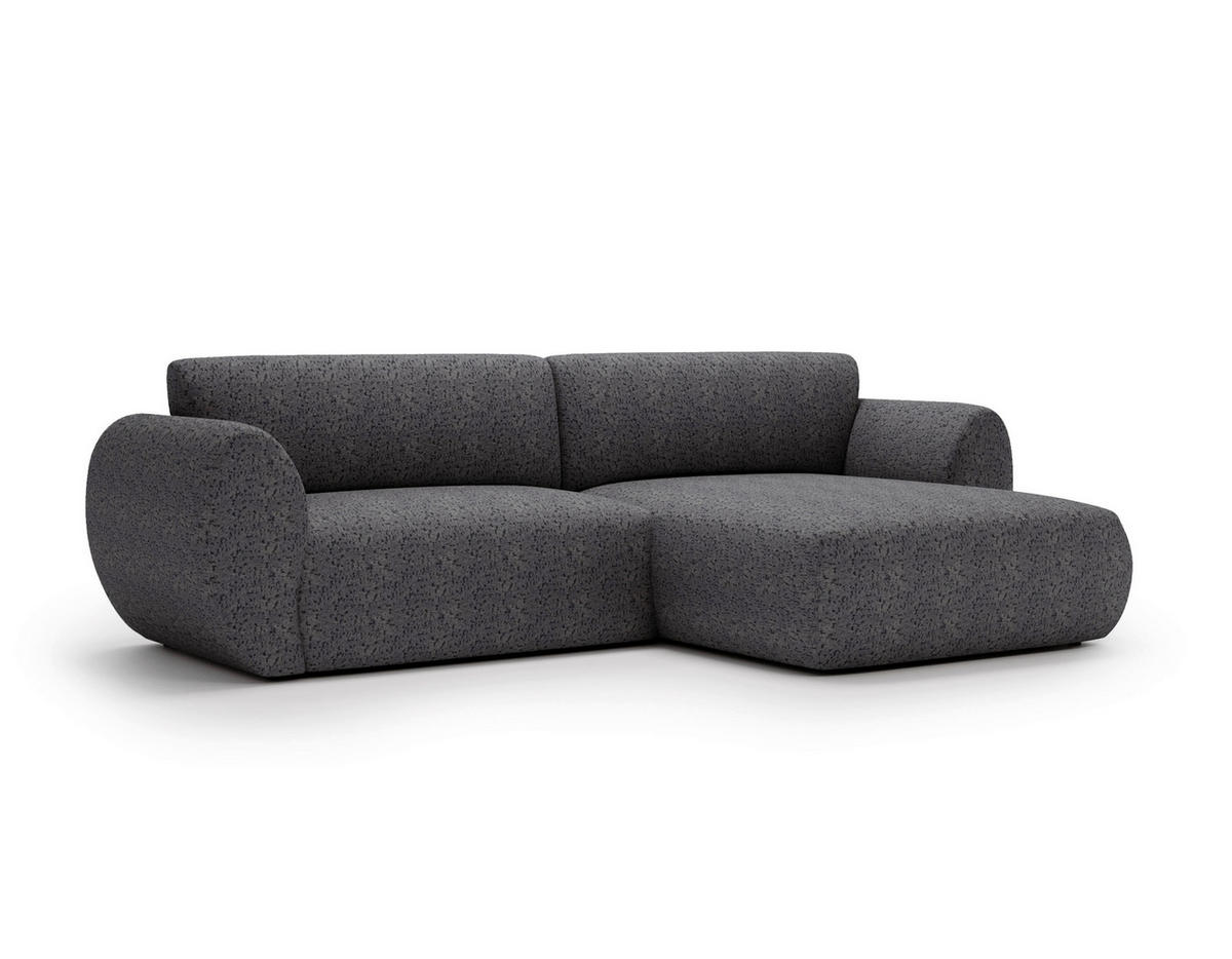ECKSOFA SOLIS in Chenille Grau  288/170 cm  - Schwarz/Grau, Design, Kunststoff/Textil (288/170cm) - Livetastic