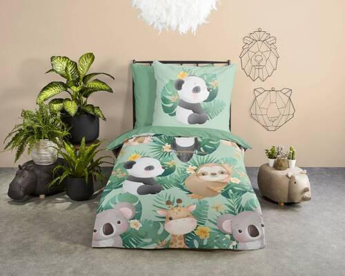 KINDERBETTWÄSCHE Momo Renforcé 135/200 cm  - Grün, Natur, Textil (135/200cm)
