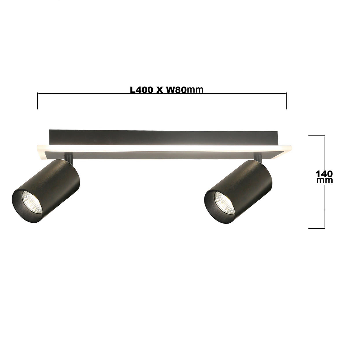 LED-DECKENSTRAHLER Parma  14/40/8 cm  - Schwarz, Design, Metall (14/40/8cm)