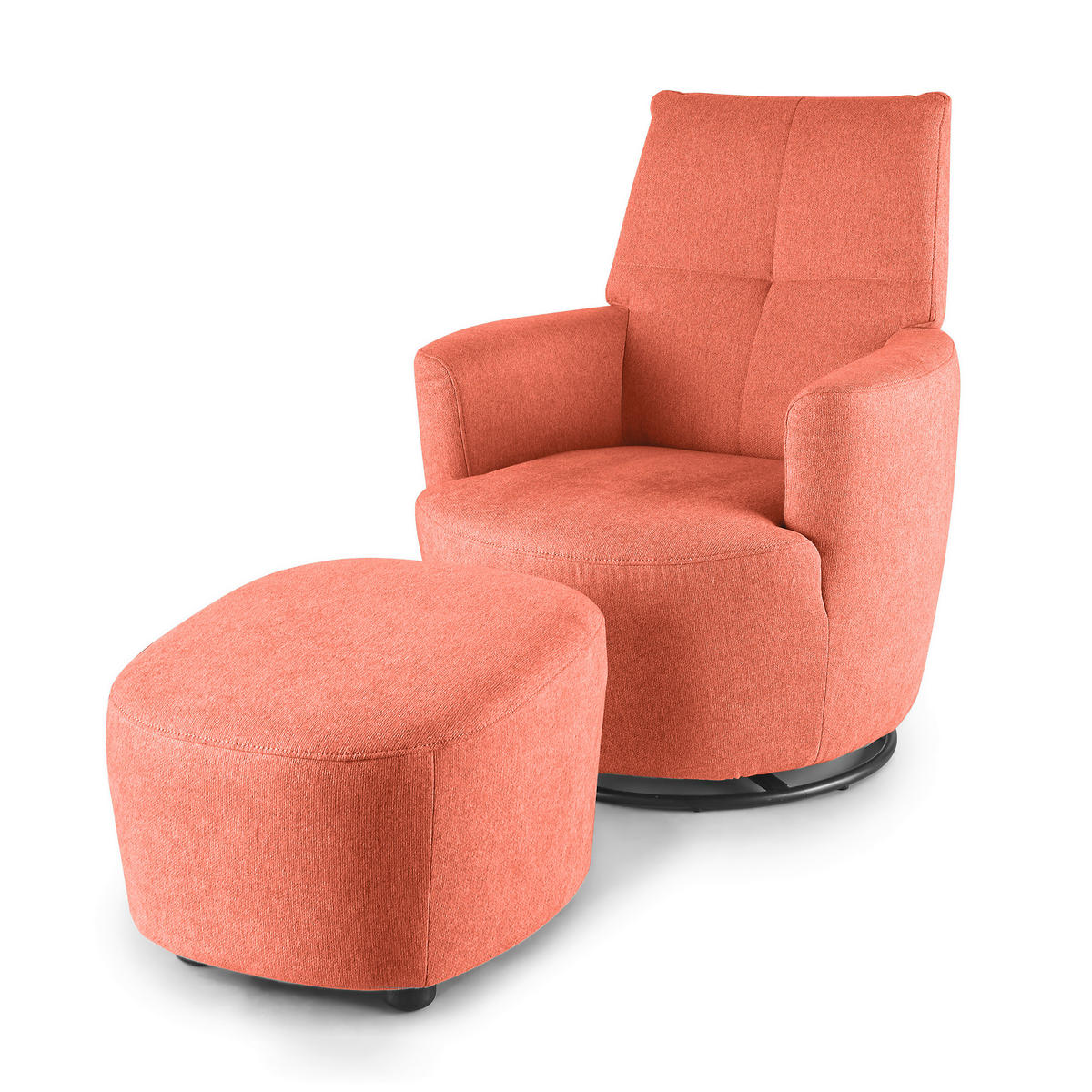 SESSEL Webstoff Koralle    - Koralle/Schwarz, Design, Textil/Metall (80/96/88cm) - SetOne by Musterring