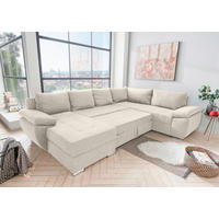 SOFFA i mikrofiber cremefärgad  - kromfärg/cremefärgad, Klassisk (157/305/219cm) - Livetastic