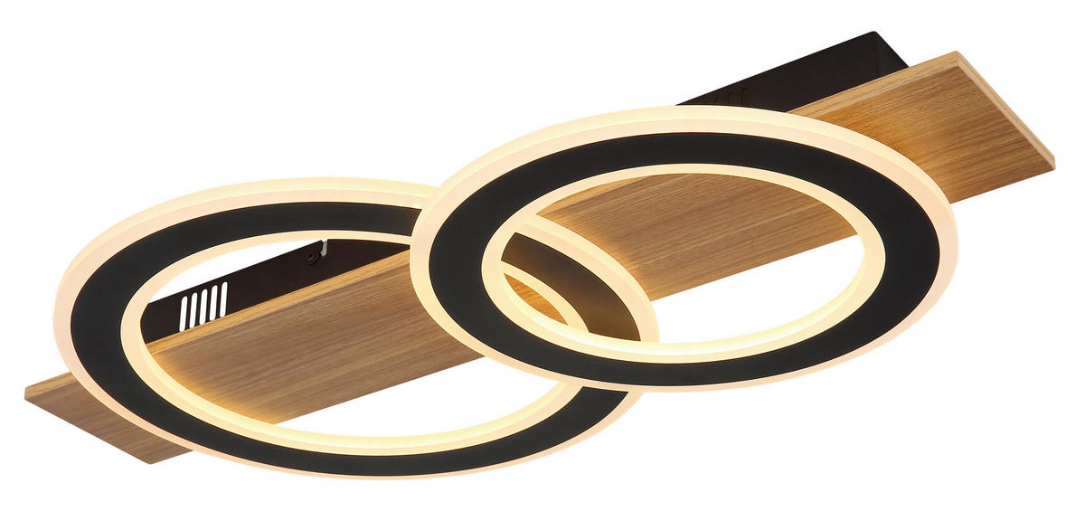 LED-DECKENLEUCHTE    63/35/7 cm  - Dunkelbraun/Opal, Natur, Kunststoff/Metall (63/35/7cm) - Globo
