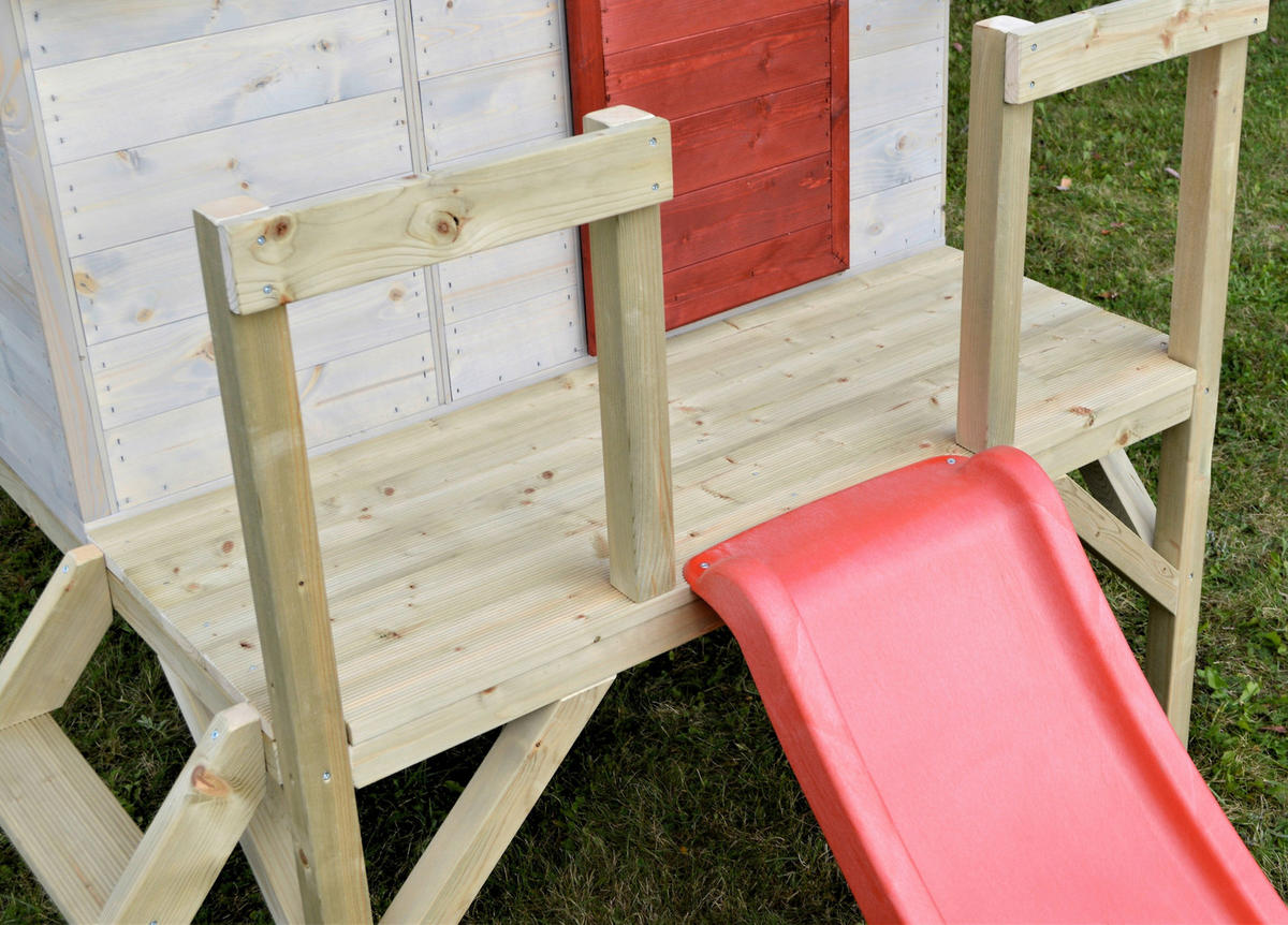 SPIELHAUS 197/242/310 cm  - Rot/Naturfarben, KONVENTIONELL, Holz (197/242/310cm)