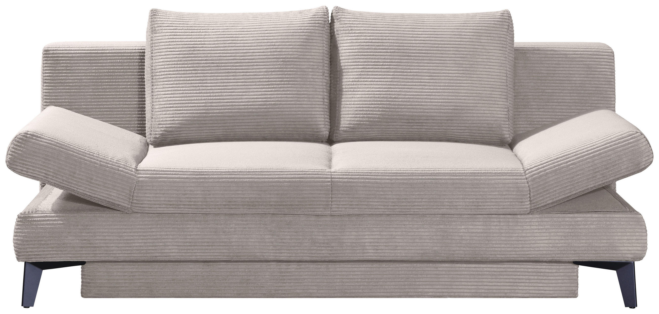 SCHLAFSOFA Cord Cappuccino  inkl. Bettkasten, Schlaffunktion, Armteilverstellung  - Schwarz/Cappuccino, Design, Textil/Metall (200/85/90cm) - Novel