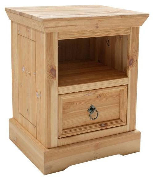 NACHTSCHRANK Kiefer massiv - Eichefarben/Schwarz, KONVENTIONELL, Holz/Metall (48/60/39cm) - Livetastic