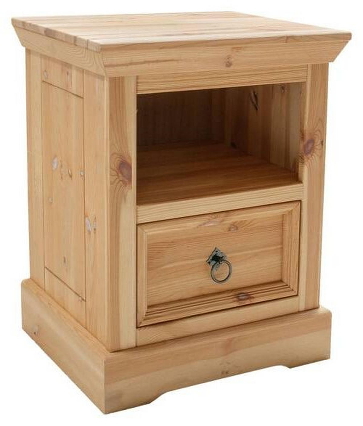 NACHTSCHRANK 48/60/39 cm Kiefer massiv  - Eichefarben/Schwarz, KONVENTIONELL, Holz/Metall (48/60/39cm) - Livetastic
