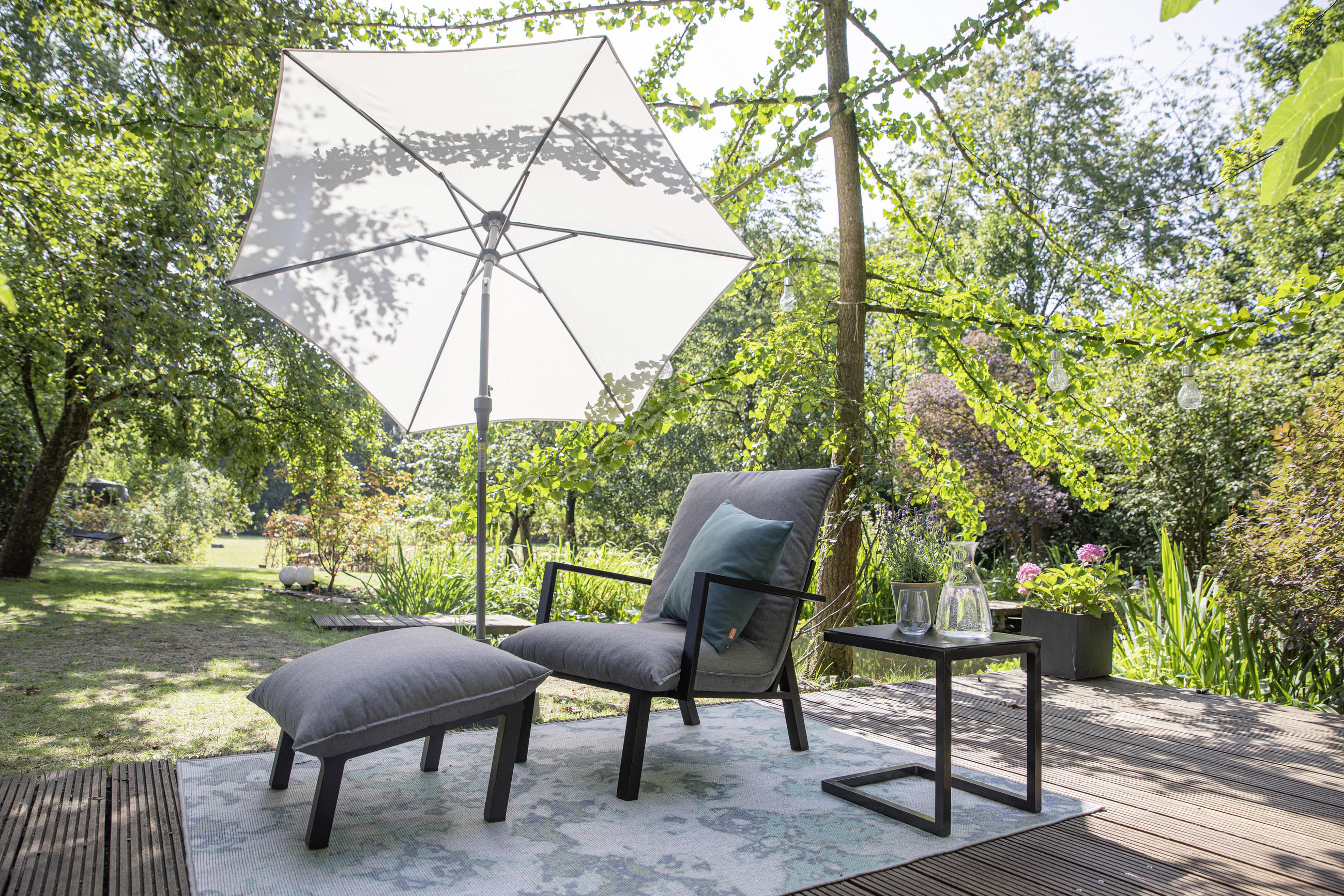 SONNENSCHIRM - Anthrazit/Grau, KONVENTIONELL, Textil/Metall (250/250cm) - Siena Garden