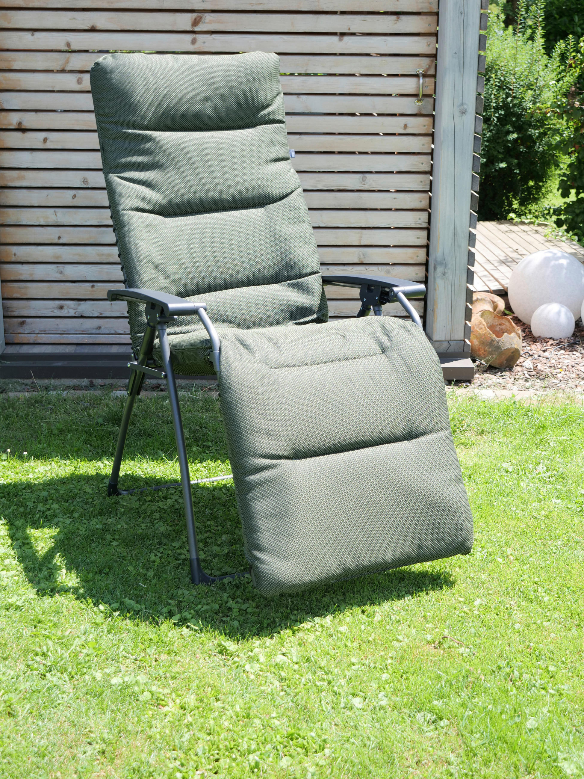 GARTEN-RELAXSESSEL Stahl  - Dunkelgrün, KONVENTIONELL, Kunststoff/Textil (71/130/64cm)