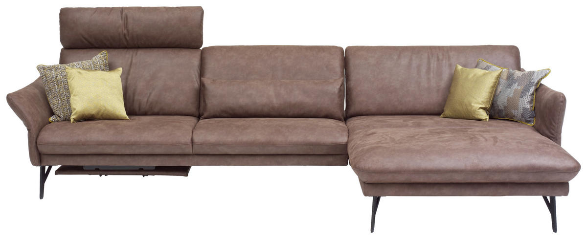 ECKSOFA in Lederlook Braun  - Anthrazit/Braun, Design, Textil/Metall (300/174cm) - Himolla