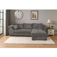 ECKSOFA in Cord Mokka  - Schwarz/Mokka, KONVENTIONELL, Textil/Metall (258/168cm) - Carryhome