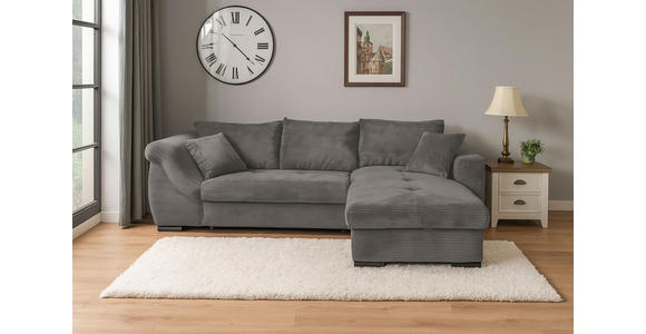 ECKSOFA in Cord Mokka  - Schwarz/Mokka, KONVENTIONELL, Textil/Metall (258/168cm) - Carryhome