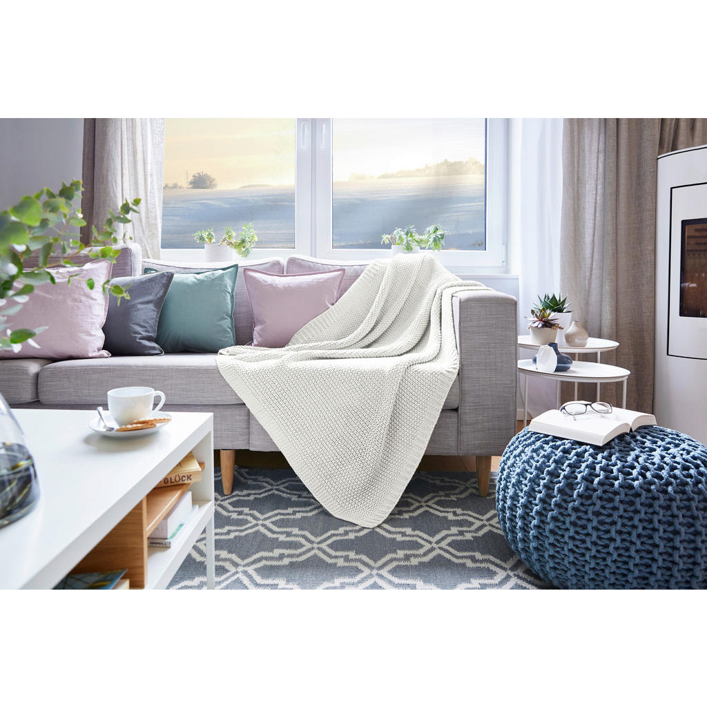 Thumbnail - Plaid, Weiß, Textil, 130x170 cm, Oeko-Tex® Standard 100, Wohntextilien, Decken, Plaids