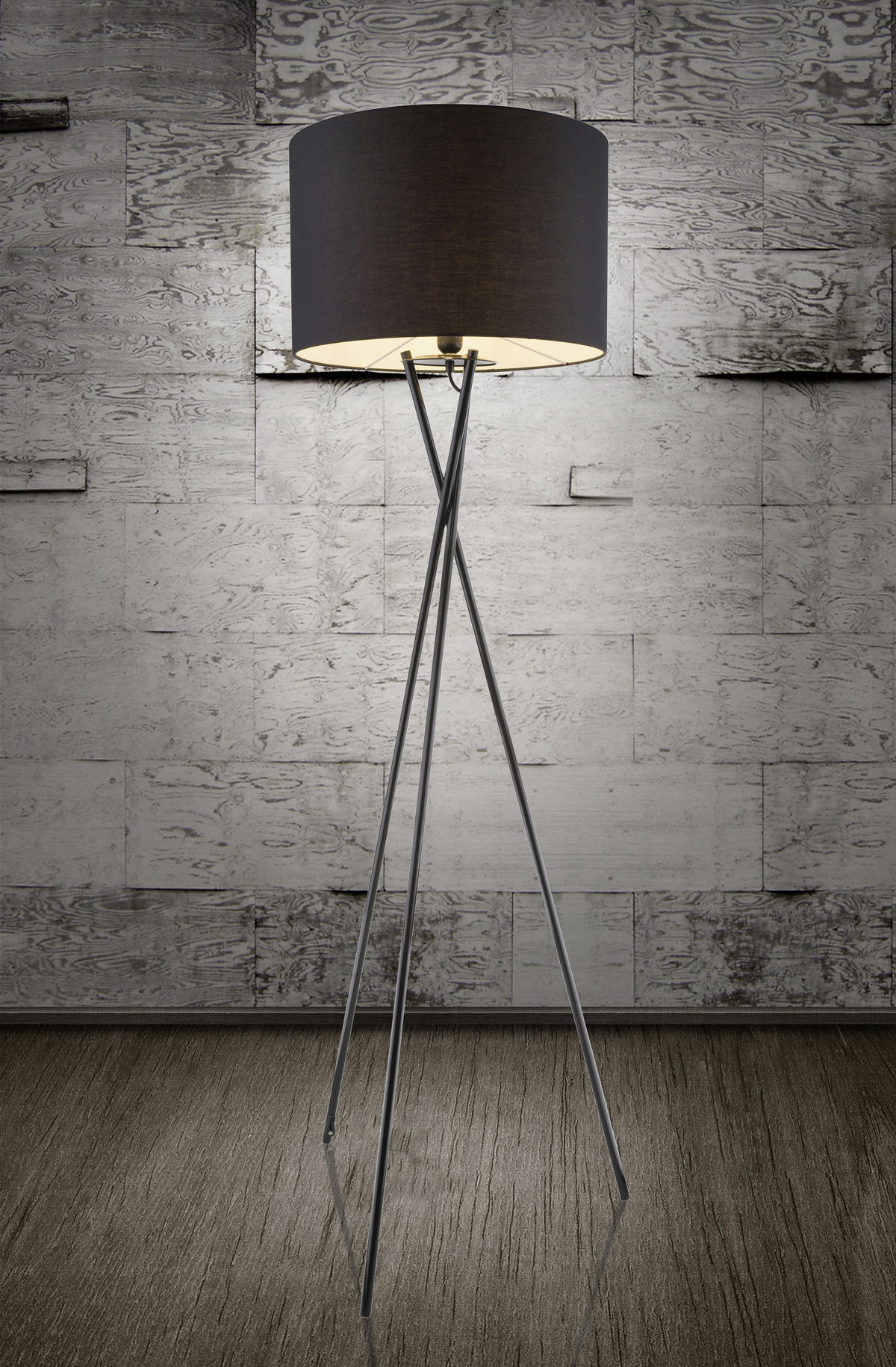 STEHLEUCHTE - Schwarz, Trend, Textil/Metall (62/160cm) - Globo