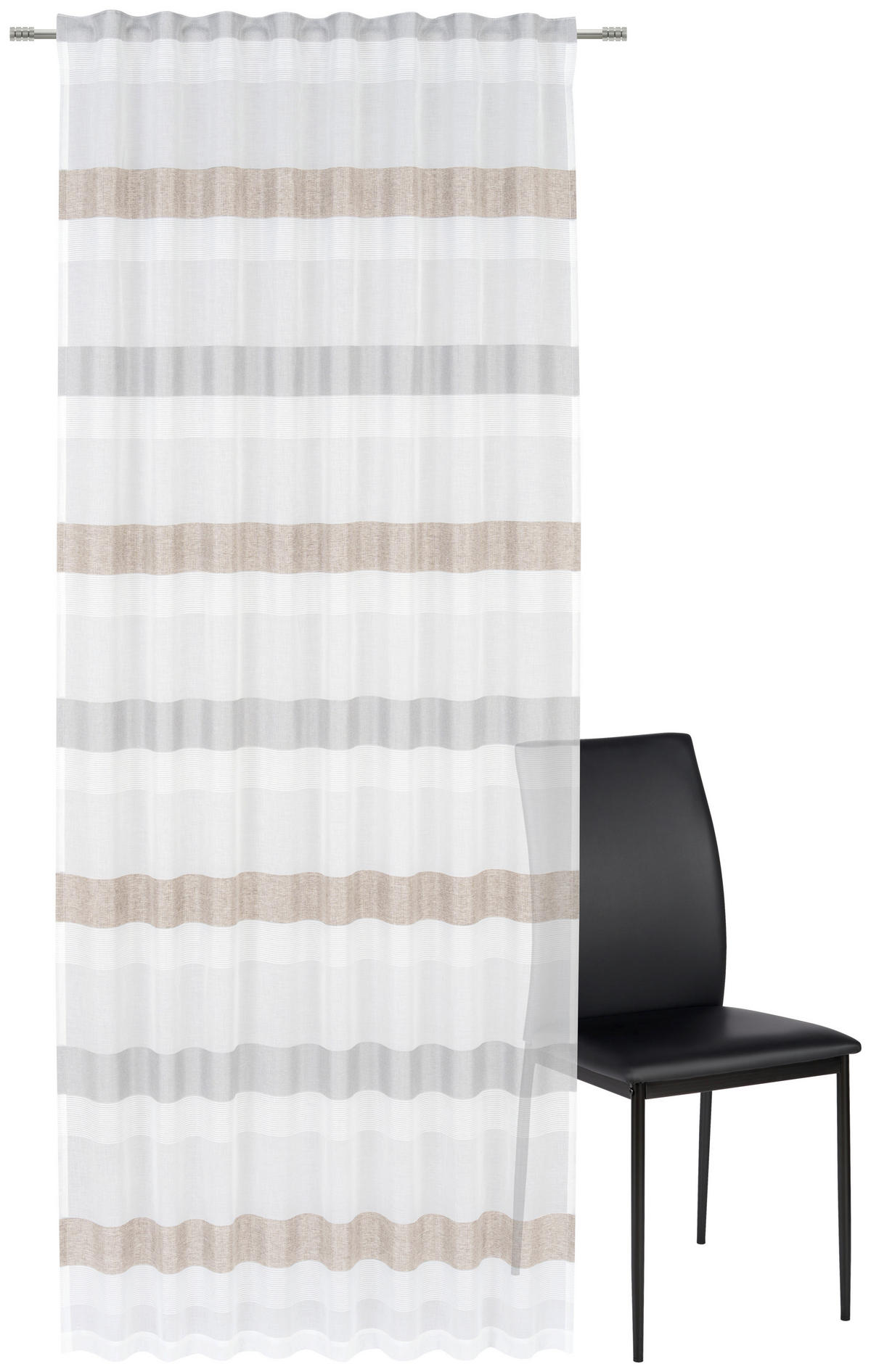 HOTOVÝ ZÁVĚS, průhledné, 135/245 cm - barvy stříbra/šedohnědá, Basics, textil (135/245cm) - Novel