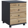 ROLLCONTAINER Anthrazit, Honigeiche  - Honigeiche/Anthrazit, Design, Holzwerkstoff/Kunststoff (42/57/50cm) - MID.YOU