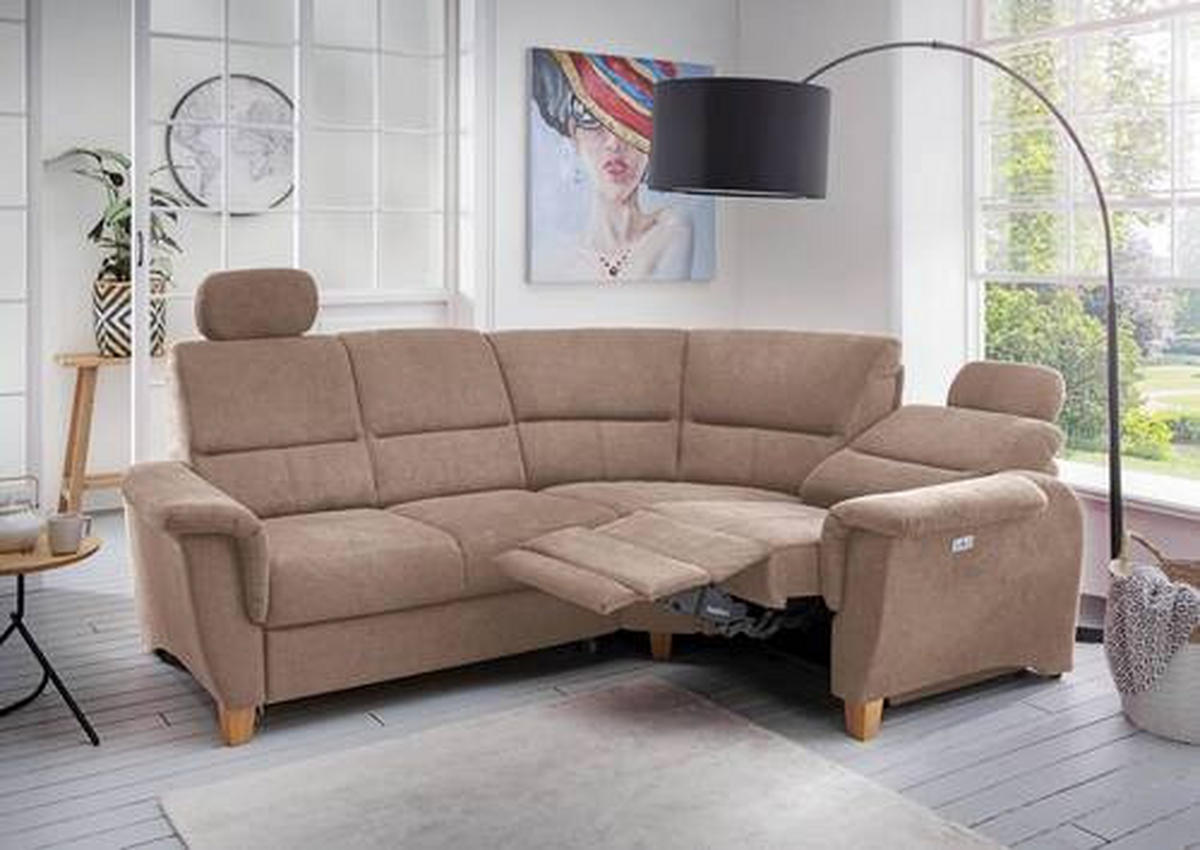 ECKSOFA in Struktur Hellbraun  - Wildeiche/Hellbraun, Konventionell, Holz/Textil (237/186cm) - Livetastic
