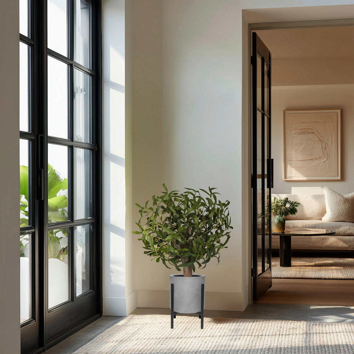 KUNSTPFLANZE Olive  - Schwarz/Braun, MODERN, Kunststoff (45/70/45cm) - MID.YOU