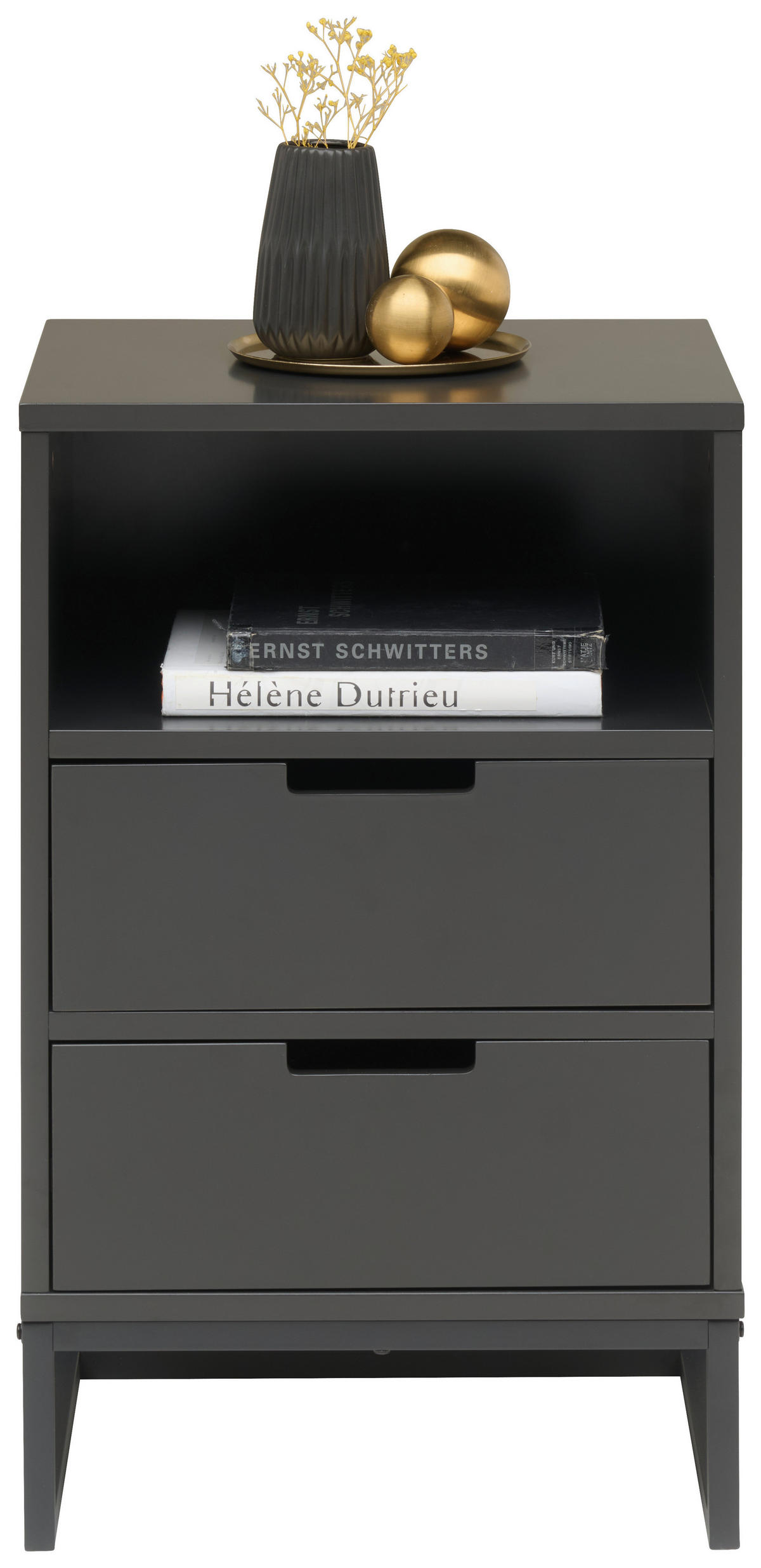 NACHTSCHRANK 47,6/74/40 cm  - Anthrazit/Schwarz, Design, Holzwerkstoff/Metall (47,6/74/40cm) - Novel