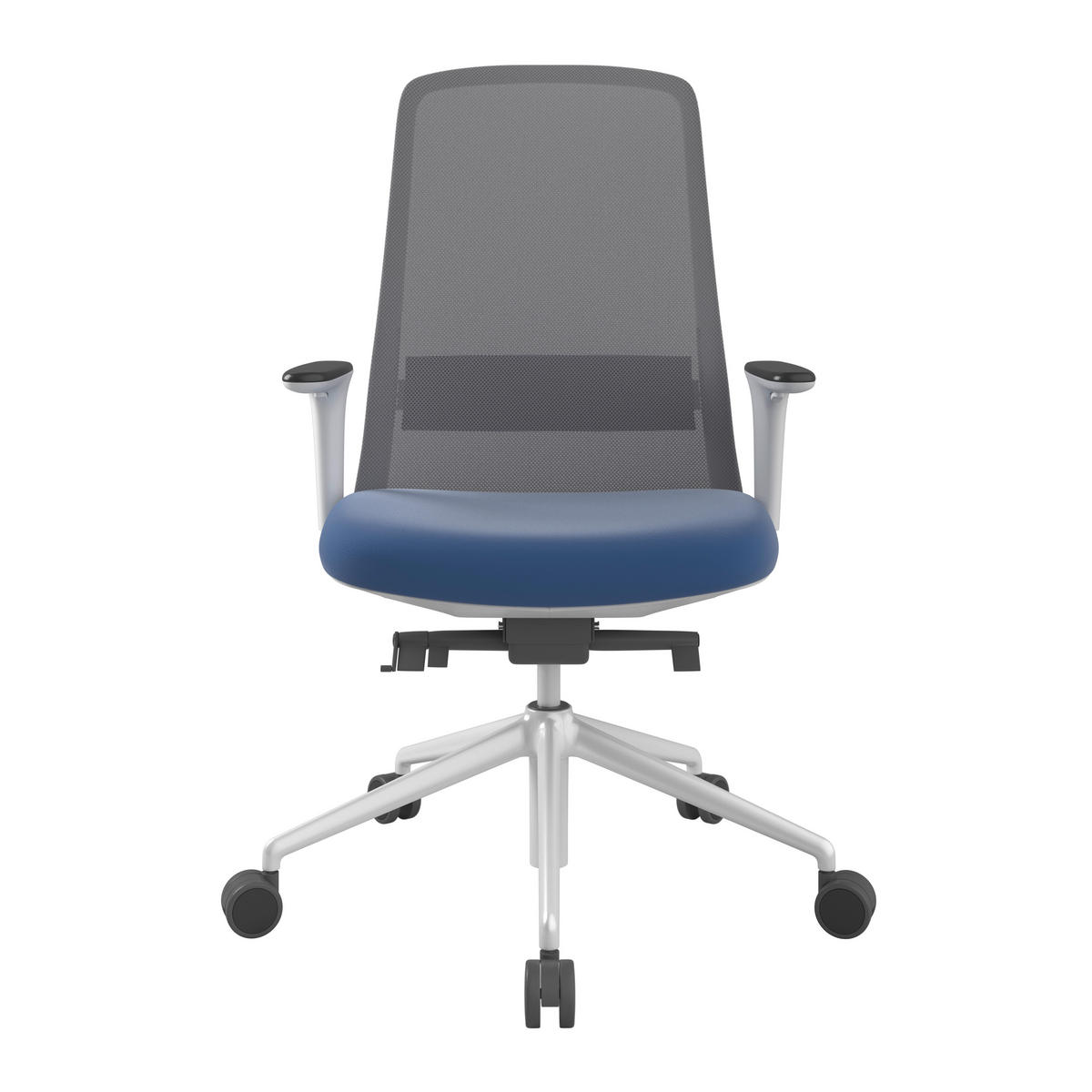 DREHSTUHL Lederlook Blau, Grau, Weiß  - Blau/Weiß, MODERN, Kunststoff/Textil (70/103-115/70cm)