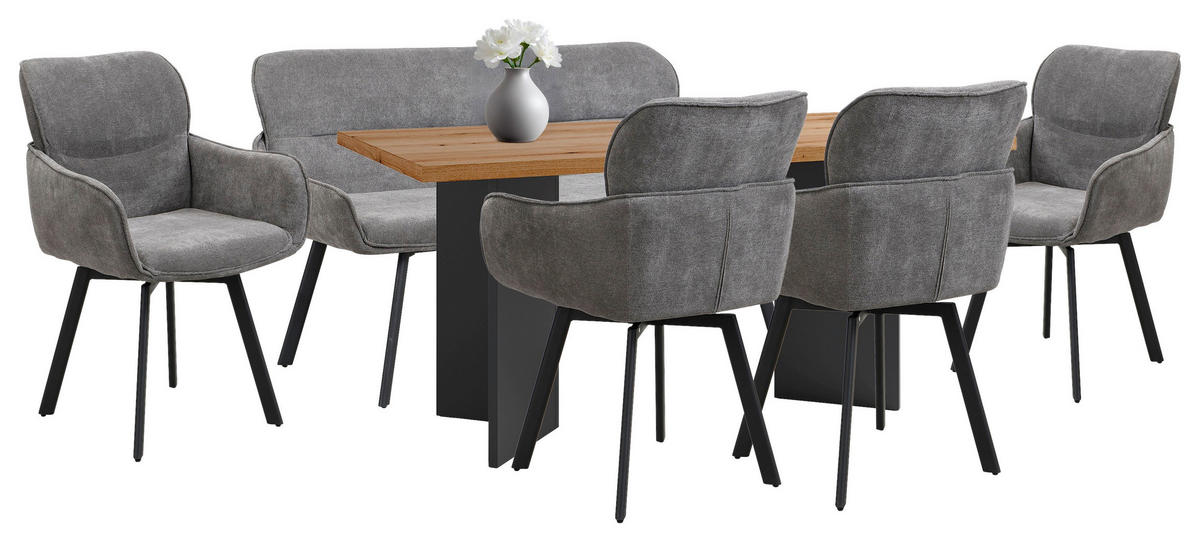 SITZBANK 160/90/62 cm Schwarz, Dunkelgrau  - Dunkelgrau/Schwarz, MODERN, Metall (160/90/62cm) - MID.YOU