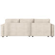 ECKSOFA Creme Cord Zierkissen, Rückenkissen, Bettkasten, Schlaffunktion, Rücken echt, Liegefläche im Originalstoff  - Creme/Schwarz, MODERN, Kunststoff/Textil (190/280cm) - Carryhome