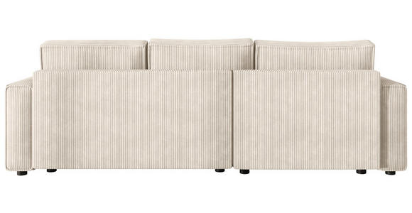 ECKSOFA Creme Cord Zierkissen, Rückenkissen, Bettkasten, Schlaffunktion, Rücken echt, Liegefläche im Originalstoff  - Creme/Schwarz, MODERN, Kunststoff/Textil (190/280cm) - Carryhome