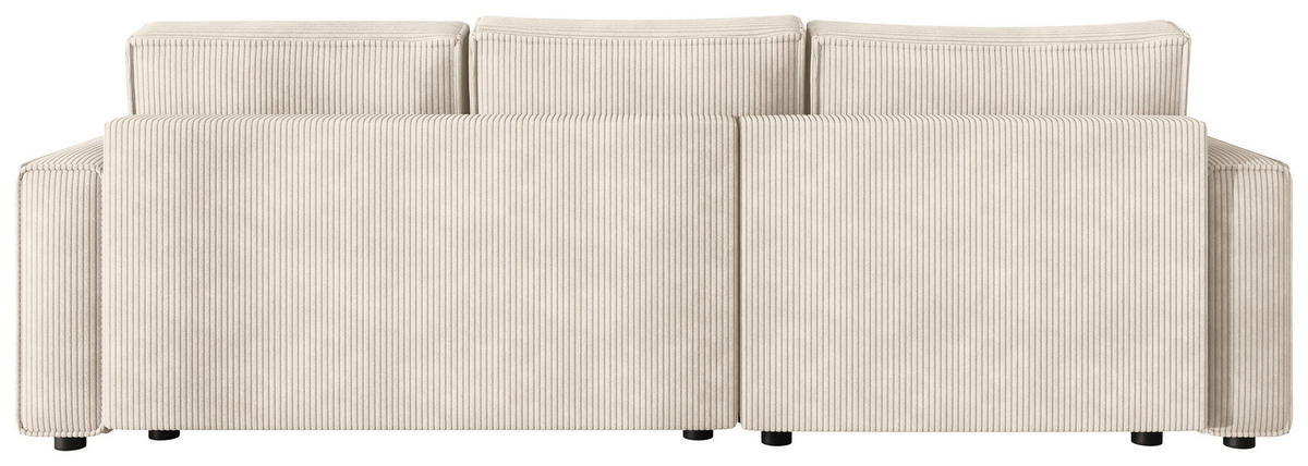 ECKSOFA Creme Cord Zierkissen, Rückenkissen, Bettkasten, Schlaffunktion, Rücken echt, Liegefläche im Originalstoff  - Creme/Schwarz, MODERN, Kunststoff/Textil (190/280cm) - Carryhome