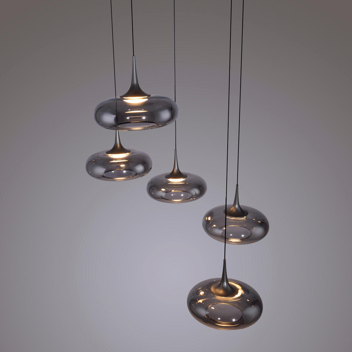 LED-PENDELLEUCHTE SW POSH 62/62/200 cm   - Grau, Design, Glas/Kunststoff (62/62/200cm) - Schöner Wohnen