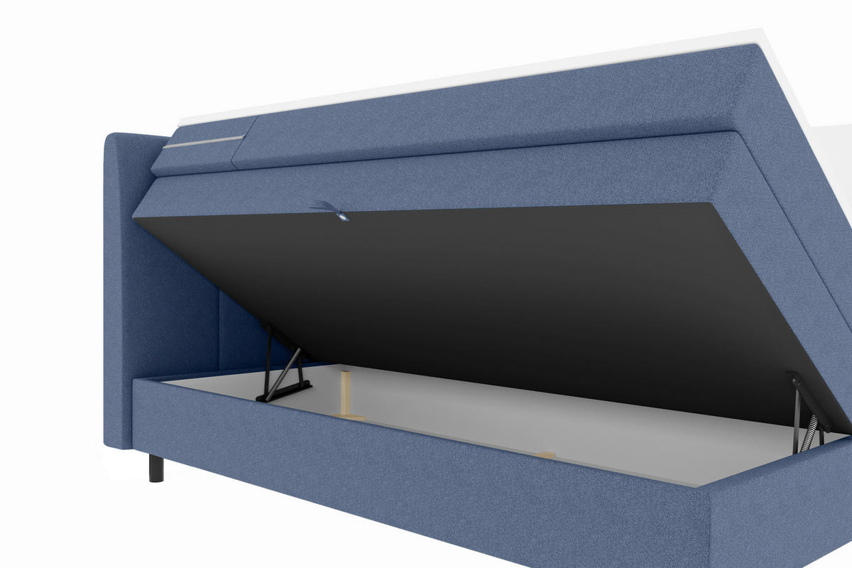 BOXSPRINGBETT 180/200 cm  in Blau  - Blau/Schwarz, KONVENTIONELL, Textil/Metall (180/200cm) - Boxxx