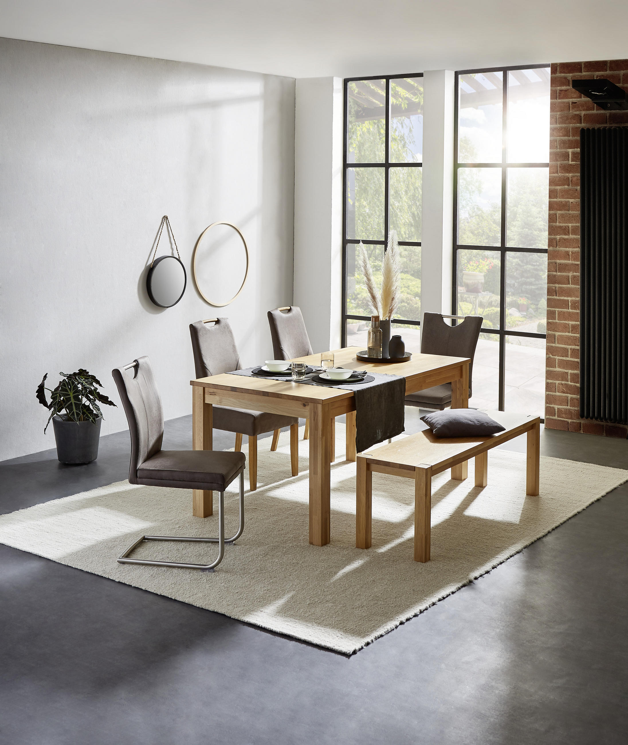 SITZBANK 140/47/40 cm Eichefarben Eiche massiv  - Eichefarben, KONVENTIONELL, Holz (140/47/40cm) - Valdera