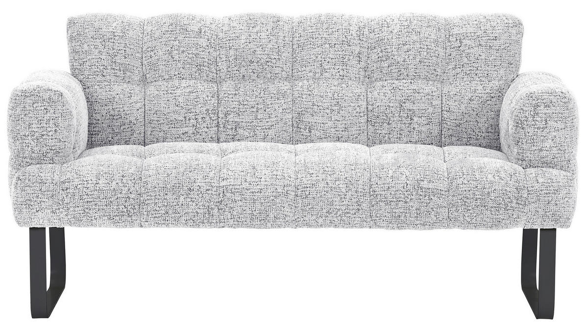 SITZBANK 176/91/78 cm Chenille Weiß Metall  - Schwarz/Weiß, Design, Textil/Metall (176/91/78cm) - Novel