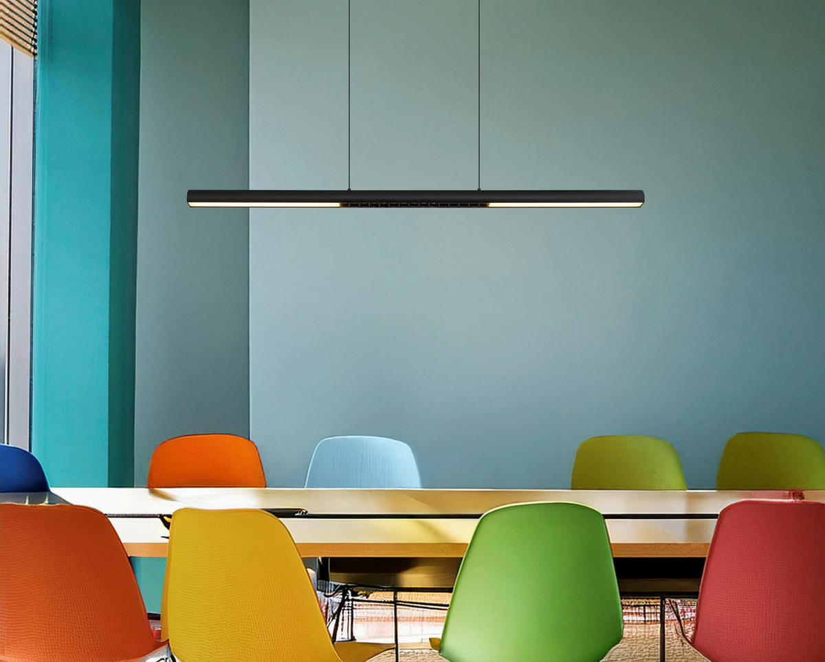 LED-HÄNGELEUCHTE 120/8/150 cm  - Opal/Schwarz, Design, Kunststoff/Metall (120/8/150cm) - Globo