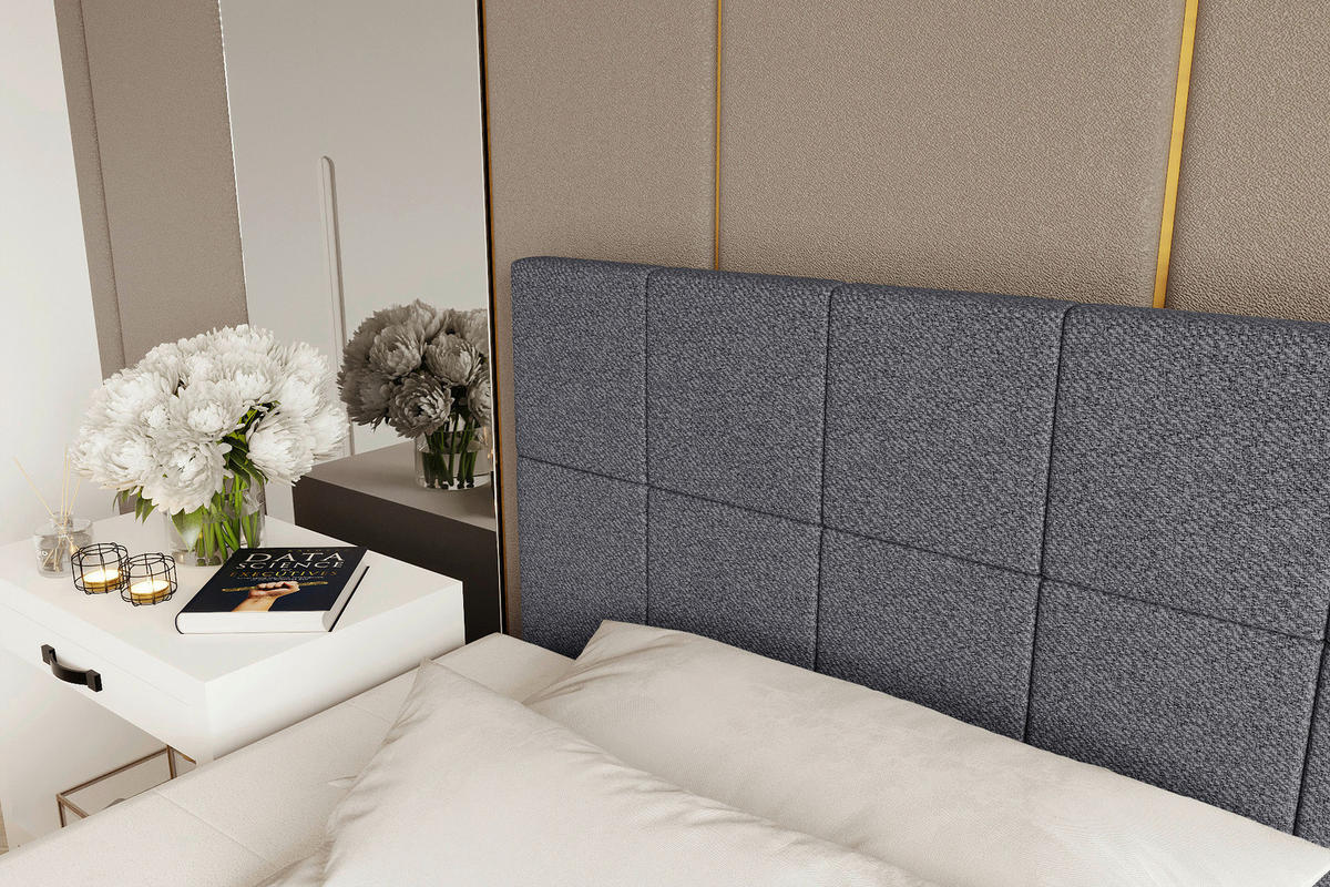 BOXBETT 120/200 cm,  in Blau, Matratze, Topper, Bettschublade, H3 = fest  - Blau/Schwarz, KONVENTIONELL, Kunststoff/Textil (120/200cm) - Boxxx