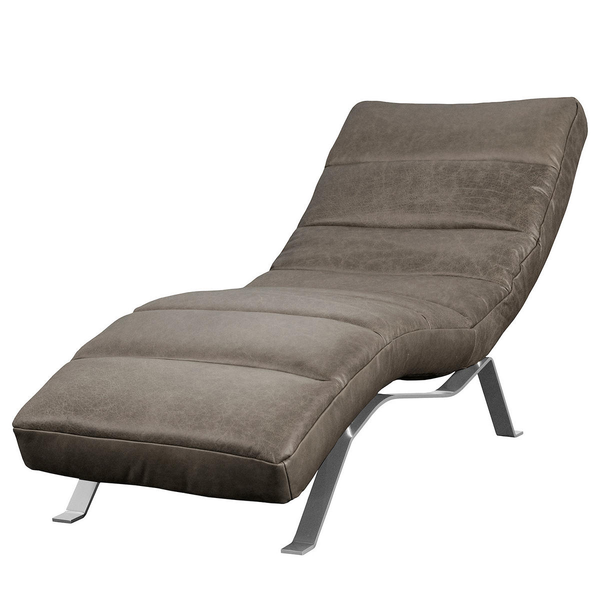 RELAXLIEGE in Echtleder Fango  - Fango/Silberfarben, Design, Leder/Metall (65/65-95/171cm) - Livetastic