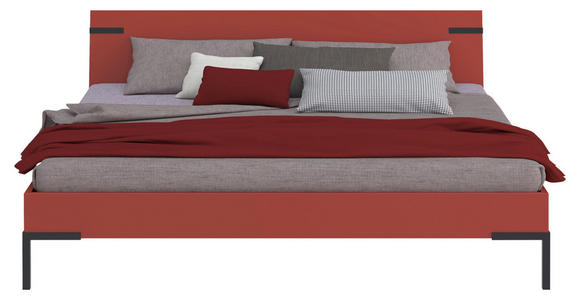 BETT 200/200 cm  in Rot, Koralle  - Koralle/Rot, Design, Holzwerkstoff/Metall (200/200cm) - Xora